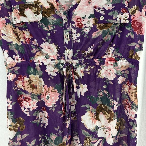 Siren Lily Maternity Floral Purple Tunic Dress Size L Lightweight - Picture 2 of 7